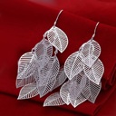  925 Sterling Silver Leaf Dangle Drop Earrings