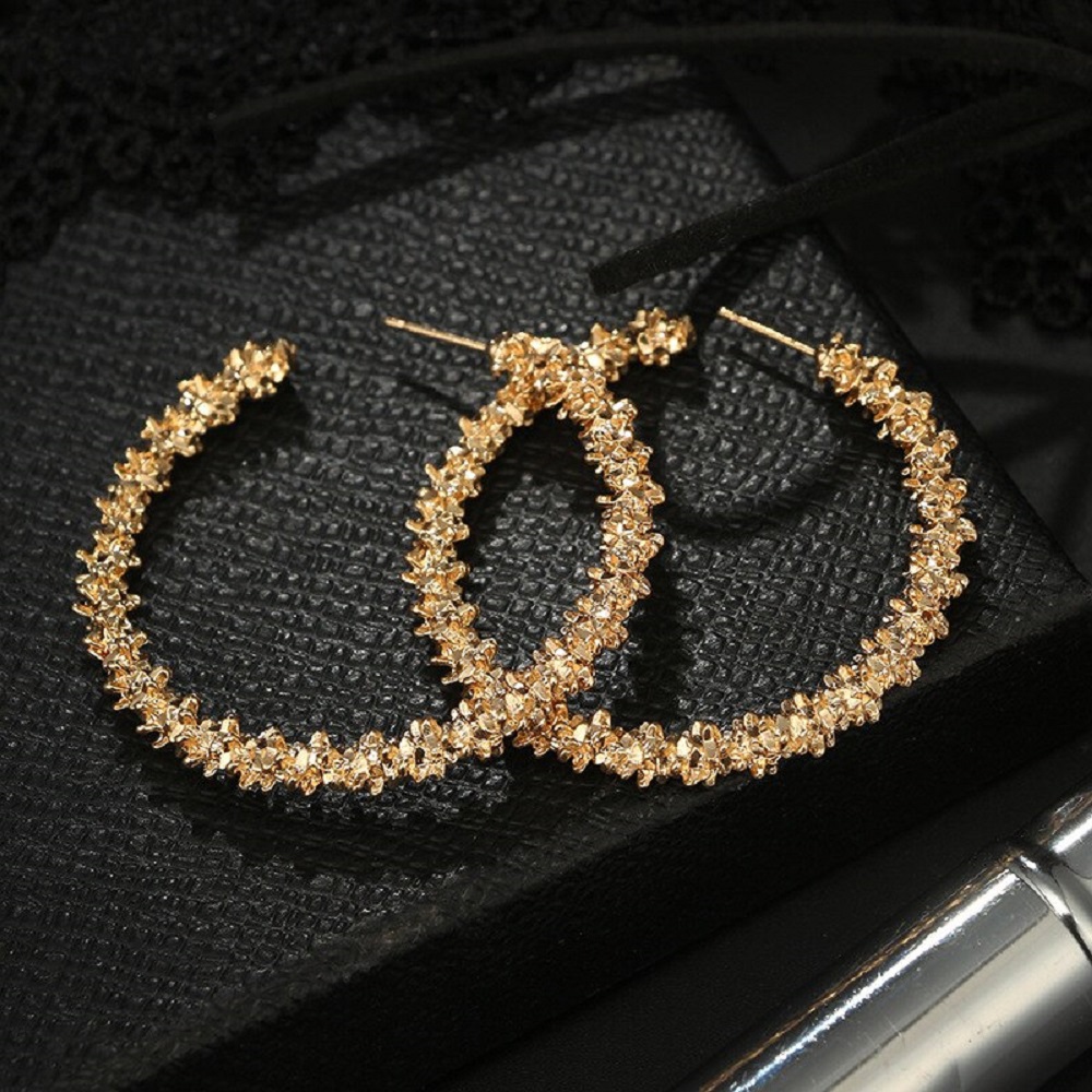 14k Gold/Silver Plated Textured  Hoop Earrings