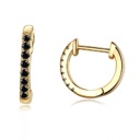 Gold-Plated Black  925 Silver Crystals Huggie Earrings