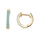 Gold-Plated Blue  925 Silver Crystals Huggie Earrings