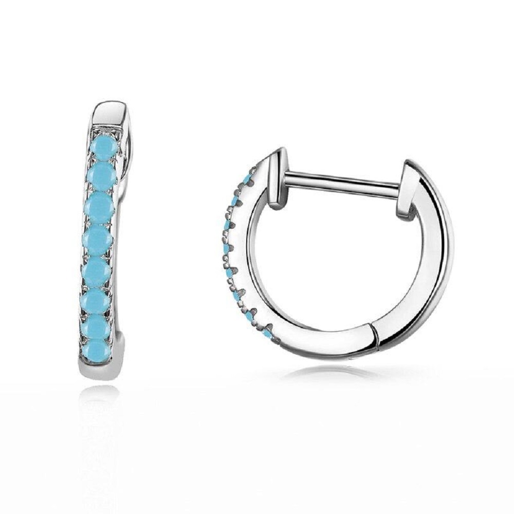  925 Silver Crystals Huggie Earrings