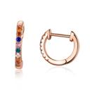 Rose Gold Multi-colored  925 Silver Crystals Huggie Earrings