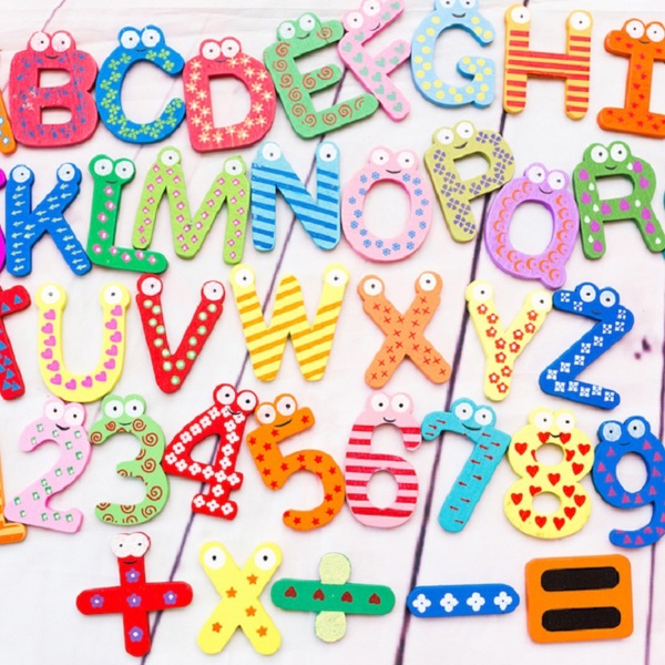 Wooden 26 Magnetic Letters and Free 15 Numbers & Symbols