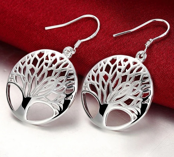 Sterling Silver Tree of Life Drop & Dangle Earrings