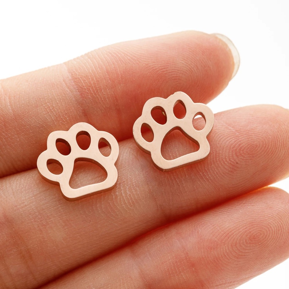 Stainless Steel Paw Print Fashion Stud Earrings - Multiple Options