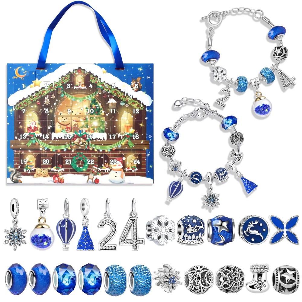 Christmas Advent Calendar 2 Bracelets Jewelry Making Gift Kit Set