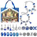 Two Silver Blue Snowflake/#24 Beads Bracelets Christmas Advent Calendar 2 Bracelets Jewelry Making Gift Kit Set