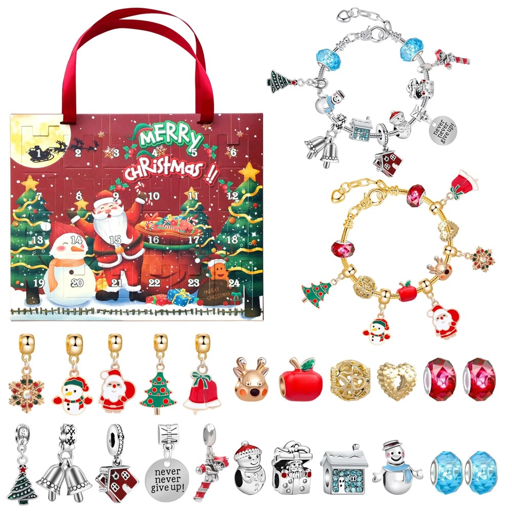 Christmas Advent Calendar 2 Bracelets Jewelry Making Gift Kit Set