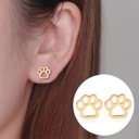  Stainless Steel Paw Print Fashion Stud Earrings - Multiple Options