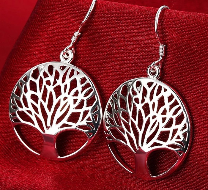 Sterling Silver Tree of Life Drop & Dangle Earrings