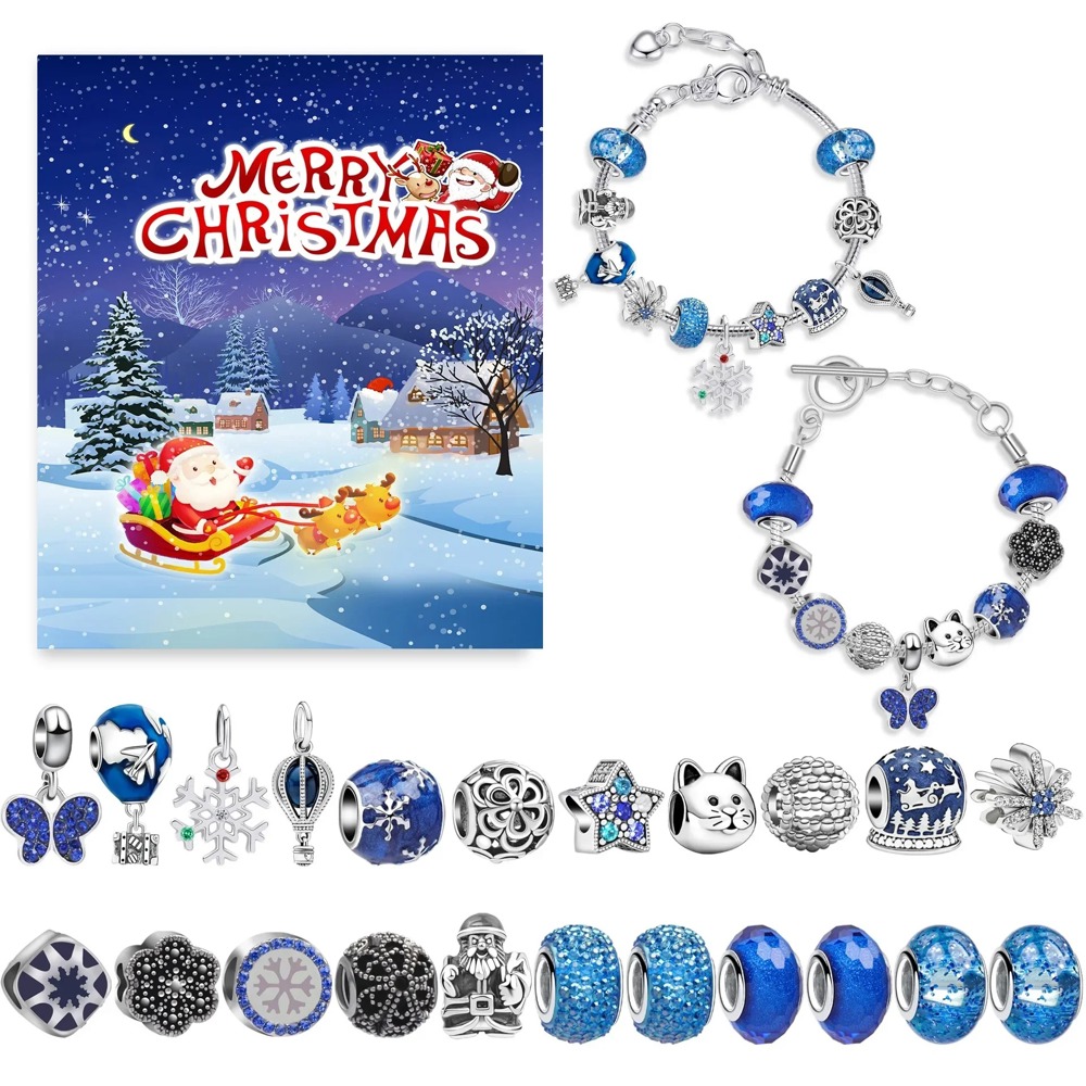 Christmas Advent Calendar 2 Bracelets Jewelry Making Gift Kit Set