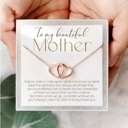  To My Beautiful Mother Two Hearts Pendant Necklace