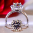 Cushion Cut 6 18K Gold Plated 925 Sterling Silver Cubic Zirconia Ring