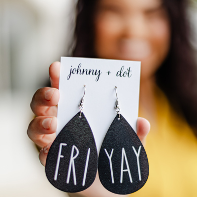 Friyay Faux Leather Teardrop Earrings