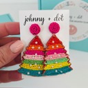  Bright Beaded Christmas Tree Earrings by Johnny + Dot