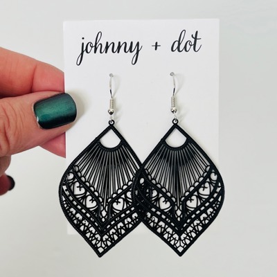 Black Filigree Drop Earrings