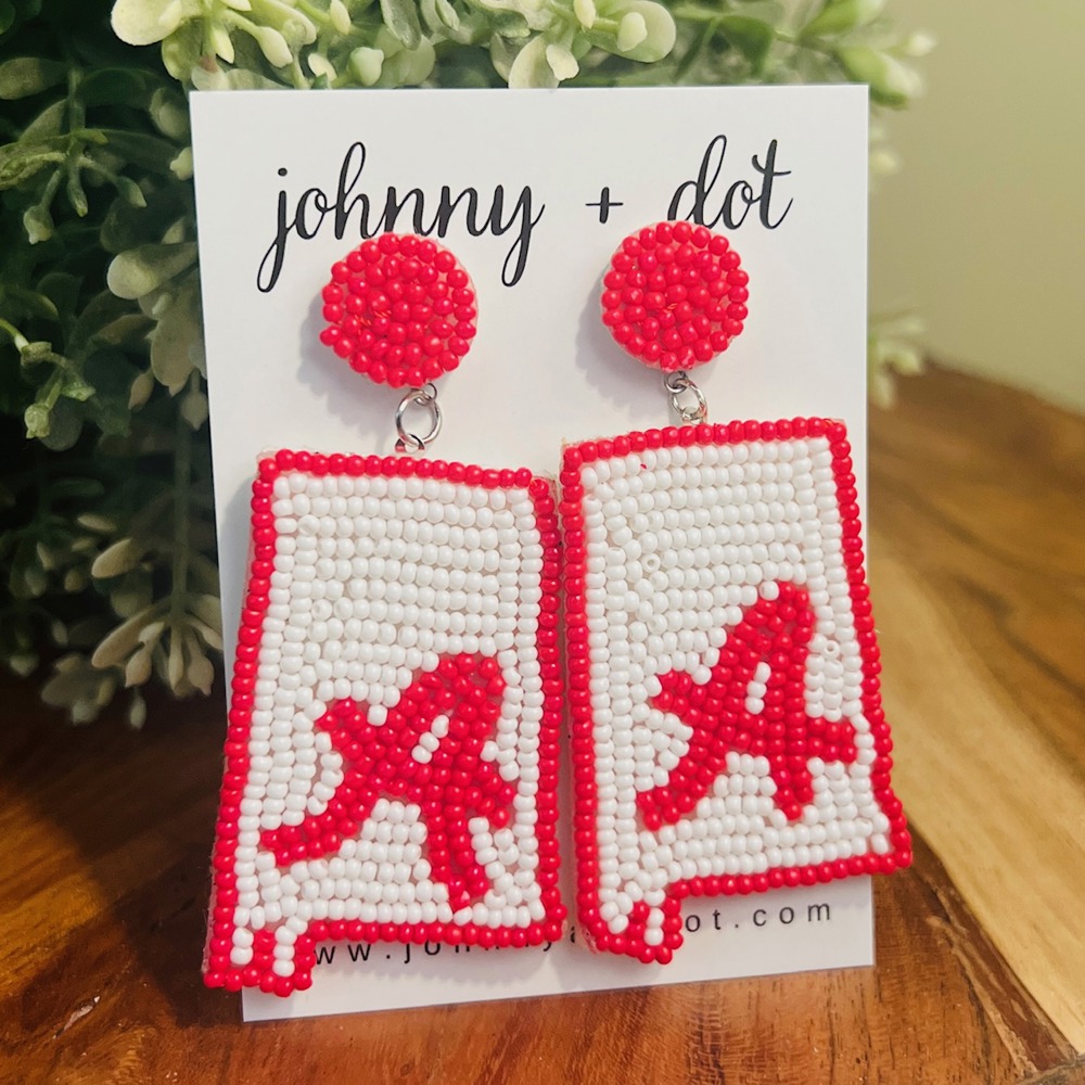 Alabama Roll Tide | Football Beaded Earrings by Johnny + Dot