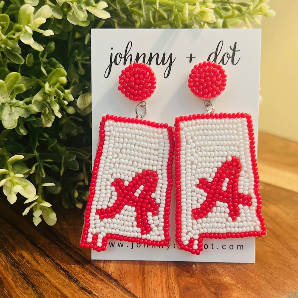 Alabama Roll Tide | Football Beaded Earrings by Johnny + Dot