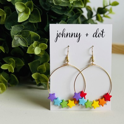 Rainbow Star Hoop Earrings