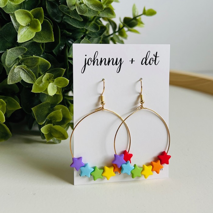 Rainbow Star Hoop Earrings
