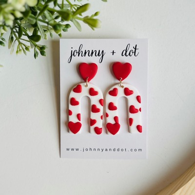 Red Heart Clay U-Shaped Earrings