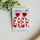  Red Heart Clay U-Shaped Earrings