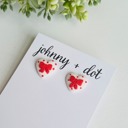  Red Bow Heart Clay Studs