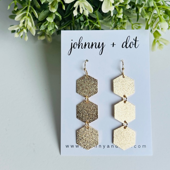 Golden Honeycomb Dangle Earrings