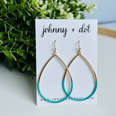 Coastal Teal Teardrop Coated Hoops