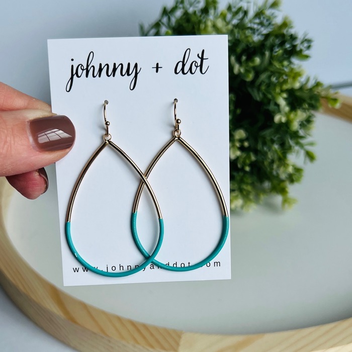 Coastal Teal Teardrop Coated Hoops