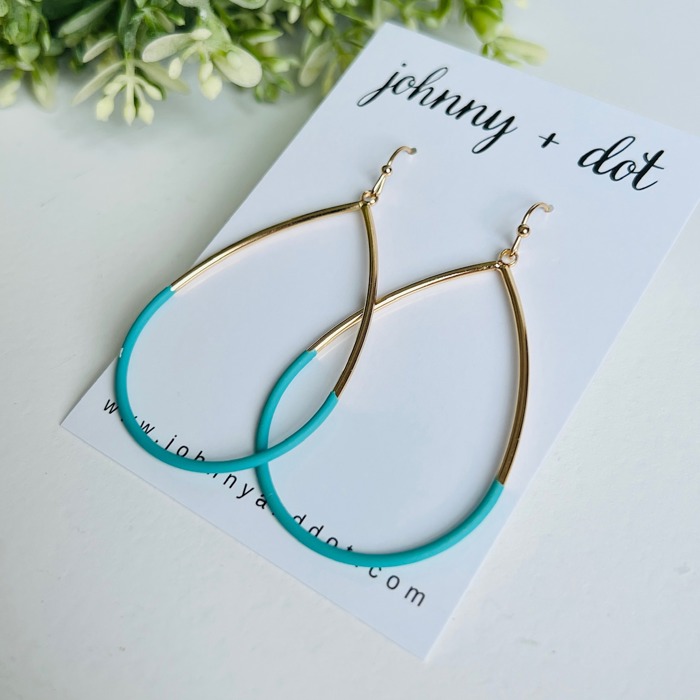 Coastal Teal Teardrop Coated Hoops