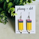 Yellow Pencils Teacher Classroom Wooden Earrings