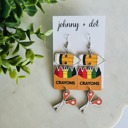 Pencil Crayons Scissors Teacher Classroom Wooden Earrings