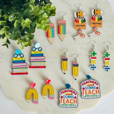 Teacher Classroom Wooden Earrings