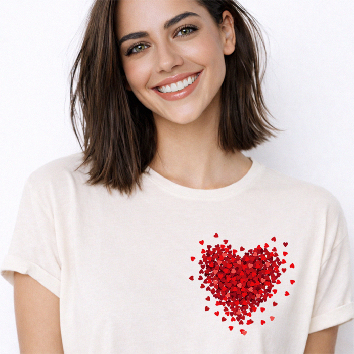 3D Mini Hearts Pocket Love Valentine's Day Graphic Tee | Valentine Shirt
