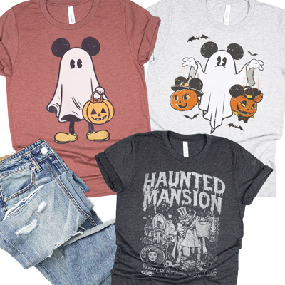 Halloween On Main Steet Haunted Mansion Mickey Ghost Fall & Autumn Graphic Tee | Halloween Shirt