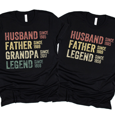 Personalized Father Tee Legend Husband Grandpa Papa Graphic Tee | Father's Day Tee