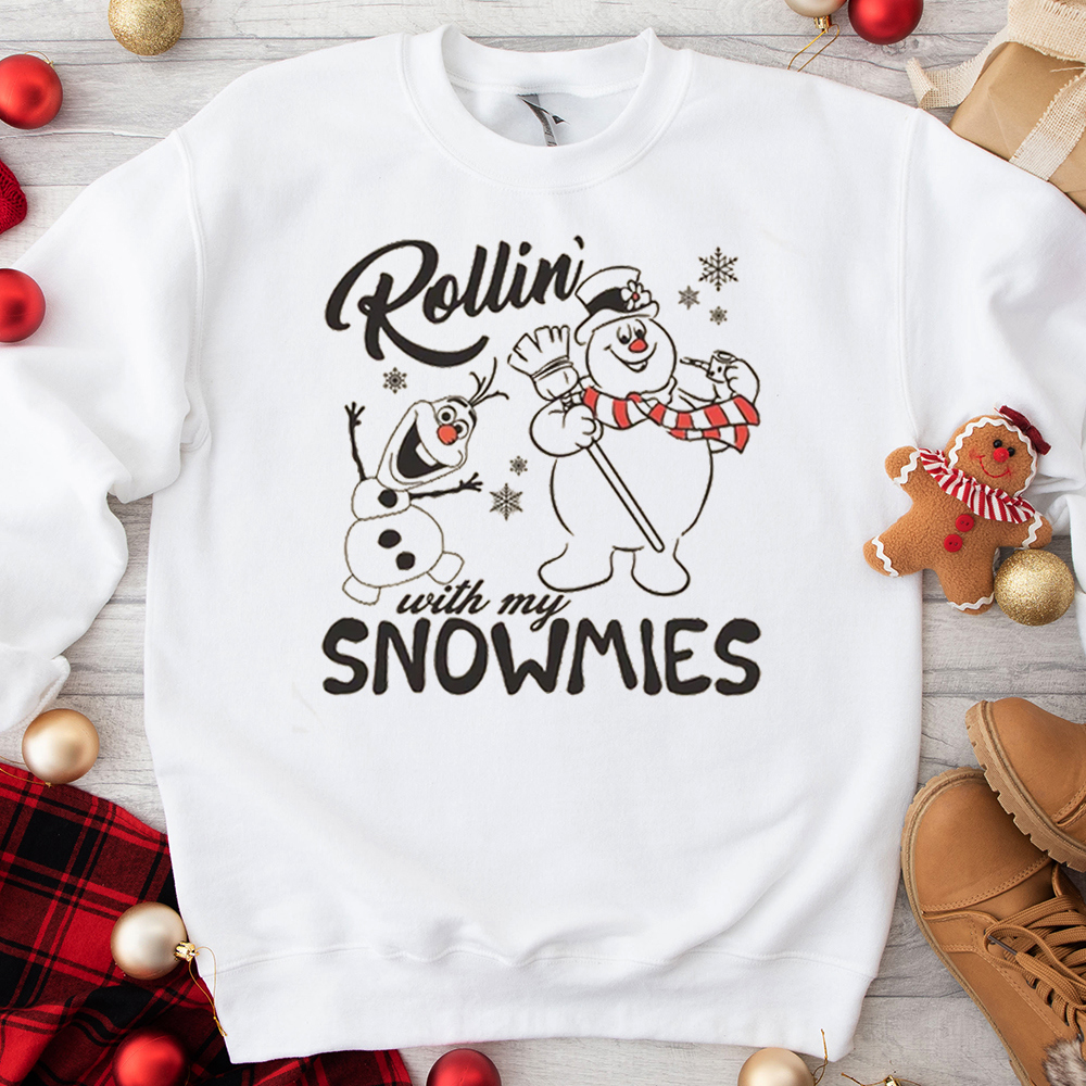 Rollin' With My Snowmies Funny Snowmen Christmas Graphic Sweatshirt