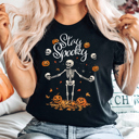  Stay Spooky Funny Skeleton Skull & Pumpkin Fall & Autumn Graphic Tee | Halloween Shirt