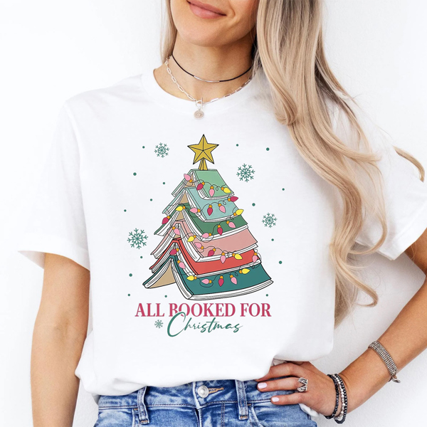 All Booked For Christmas Book Lovers Graphic Tee