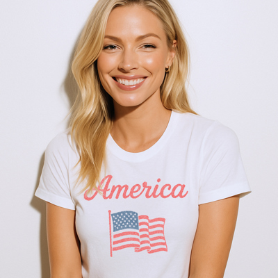 America Flag Simple USA Patriotic Graphic Tee | 4th of July Tee