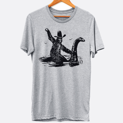 Bigfoot Riding Nessie Yee Haw! Graphic Tee