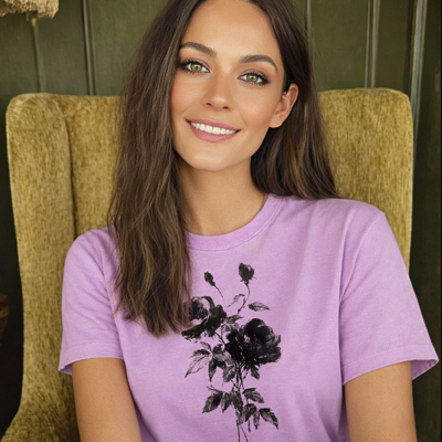 Vintage Black Floral Flower Spring & Summer Graphic Tee