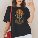 Boho Desert Simple Sunset Cactus Western Graphic Tee | Summer Shirt
