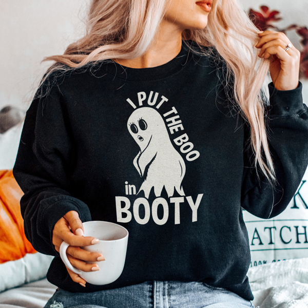 I Put The Boo In Booty Funny Halloween Graphic Sweatshirt