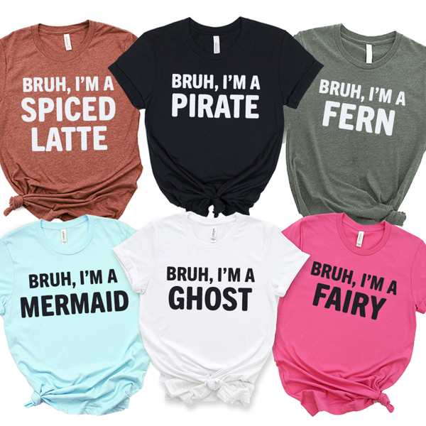 Funny Halloween Costume Bruh Custom Saying Graphic Tee