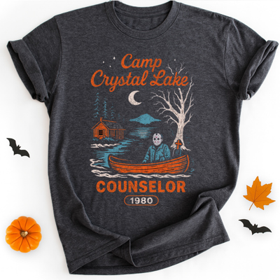 Camp Crystal Lake Counselor Scary Movie Jason Fall & Autumn Graphic Tee | Halloween Shirt
