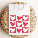  Checkered Hearts Love Valentine's Day Graphic Tee, Valentines Shirt