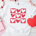  Checkered Hearts Love Valentine's Day Graphic Sweatshirt, Valentines Shirt, Valentines Sweatshirt