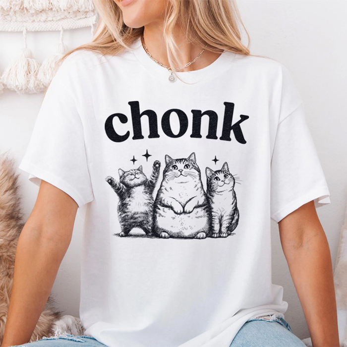 Chonk Adorable Cat Animal Graphic Tee, Funny Shirt, Humor Tee